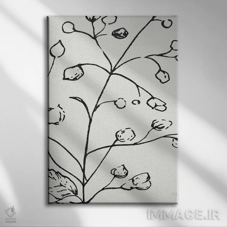 تابلو مینیمال طرح گیاهی یک اثر سوزان جیـل - نمای روبهرو روی دیوار