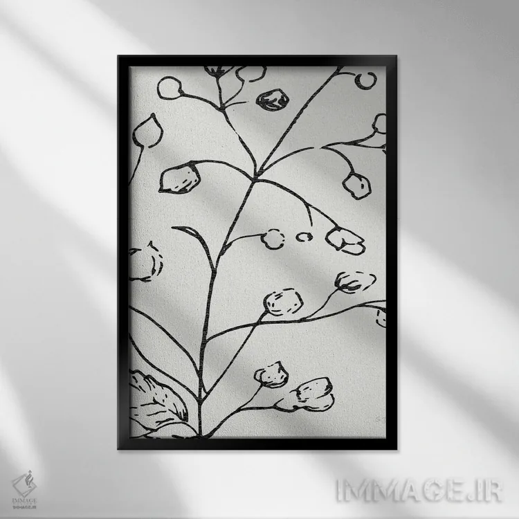 تابلو مینیمال طرح گیاهی یک اثر سوزان جیـل - نمای قابدار مشکی