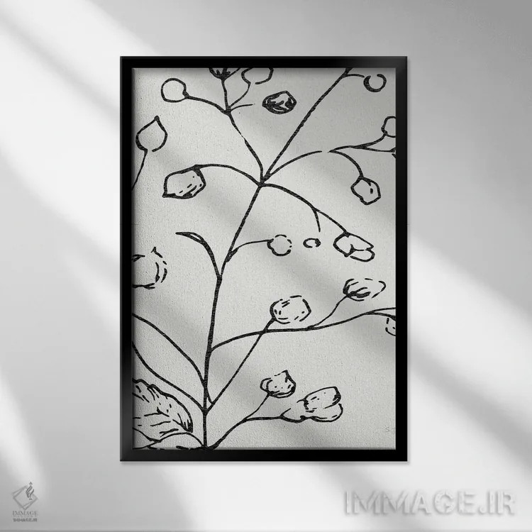 تابلو مینیمال طرح گیاهی یک اثر سوزان جیـل - نمای قابدار مشکی