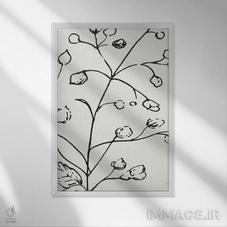 تابلو مینیمال طرح گیاهی یک اثر سوزان جیـل - نمای قابدار سفید