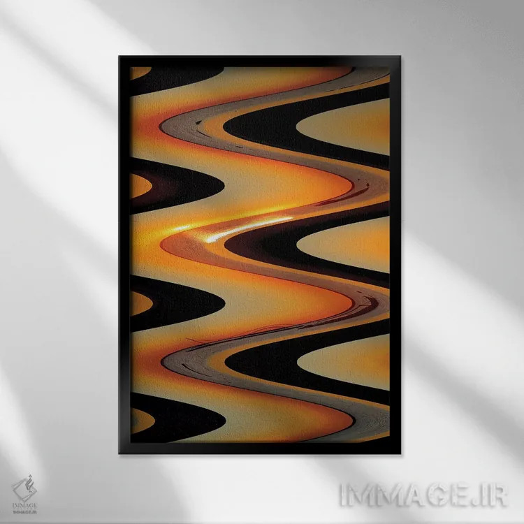تابلو انتزاعی غروب در مین IV اثر سوزان ویزواری - نمای قابدار مشکی