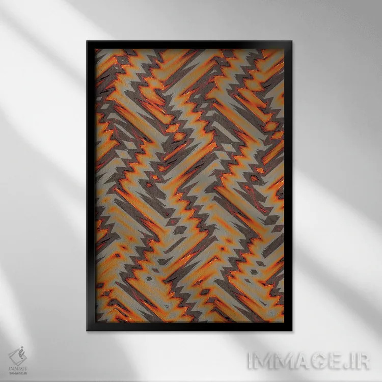 تابلو انتزاعی غروب در مین III اثر سوزان ویزواری - نمای قابدار مشکی