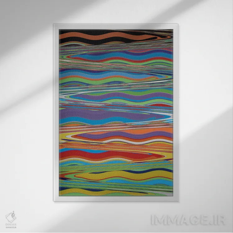 تابلو انتزاعی فرش عمودی XII اثر سوزان ویزواری - نمای قابدار سفید