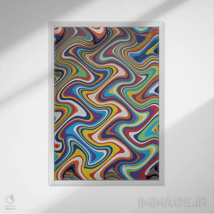 تابلو انتزاعی فرش عمودی VI اثر سوزان ویزواری - نمای قابدار سفید