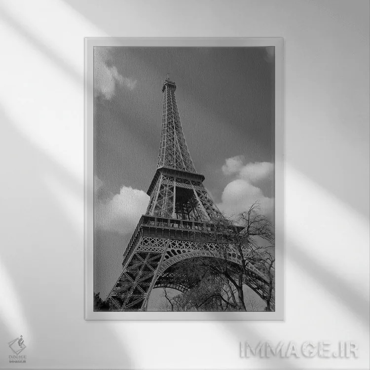 تابلو دکوراتیو برج ایفل ابری اثر سوزان ویزواری - نمای قابدار سفید