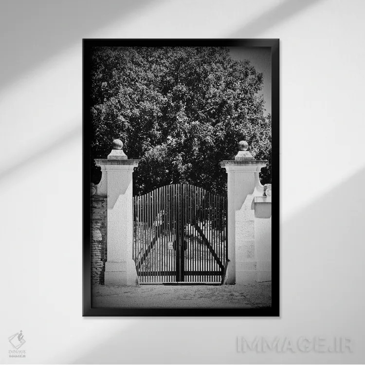 تابلو دکوراتیو دروازه چوبی اثر سوزان ویزواری - نمای قابدار مشکی