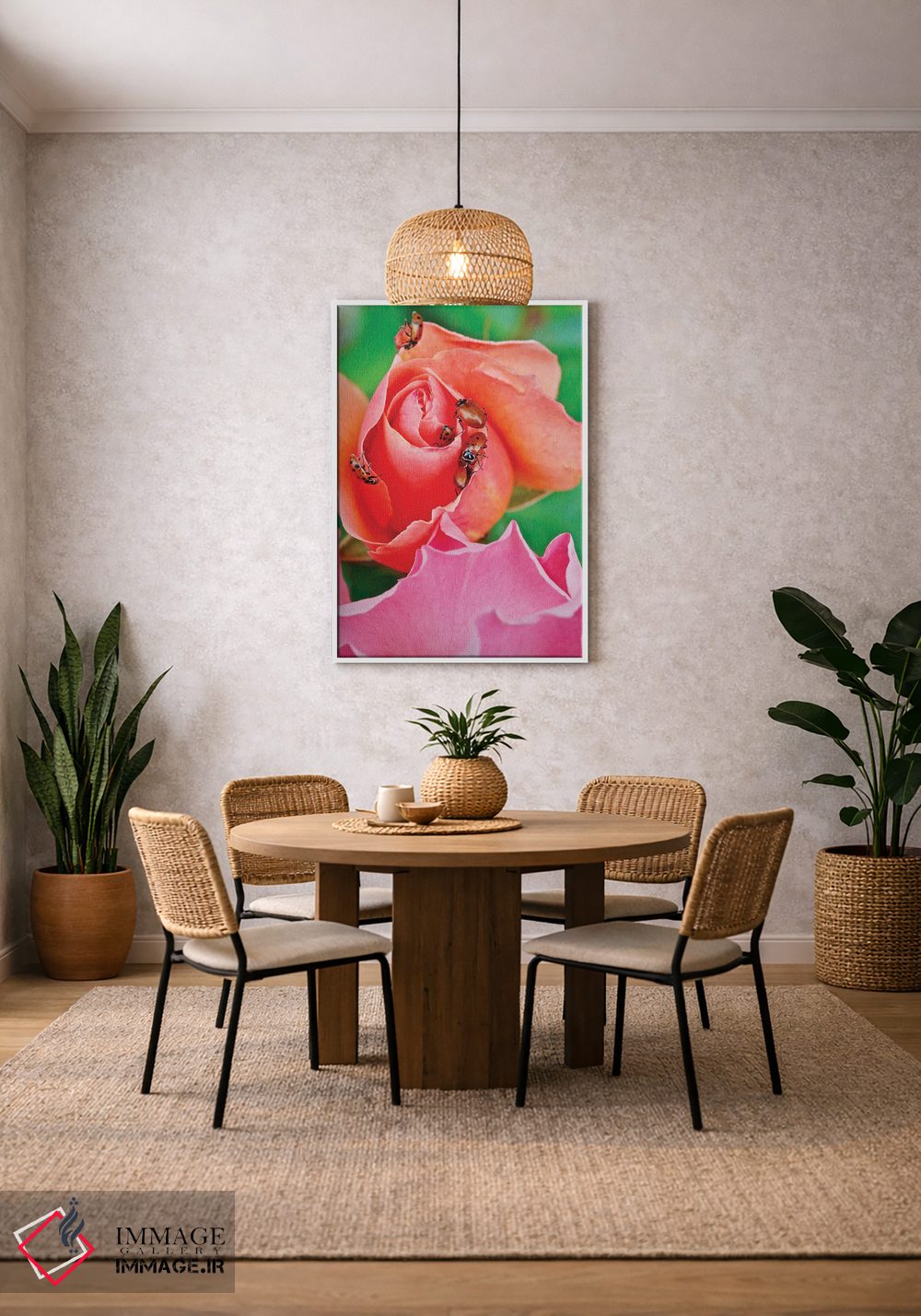 تابلو دکوراتیو کفشدوزک ها روی گل رز IV اثر سوزان ویزواری - D2W