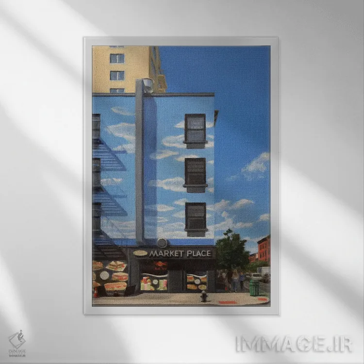تابلو دکوراتیو ابرها بر خیابان نهم شرقی اثر نیک ساویدس - نمای قابدار سفید
