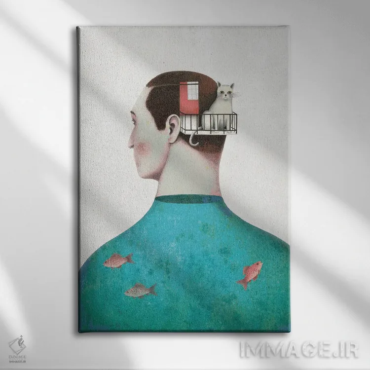 تابلو دکوراتیو پرتره یک گربه اثر الفس سیلوا - نمای روبهرو روی دیوار
