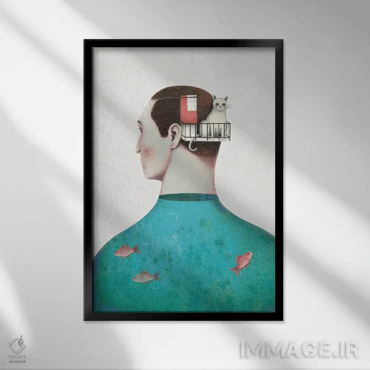 تابلو دکوراتیو پرتره یک گربه اثر الفس سیلوا - نمای قابدار مشکی