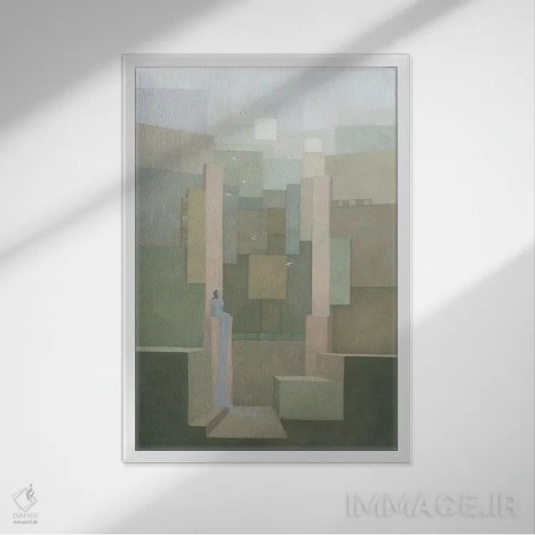 تابلو انتزاعی کاخ نمک اثر استیو میچل - نمای قابدار سفید