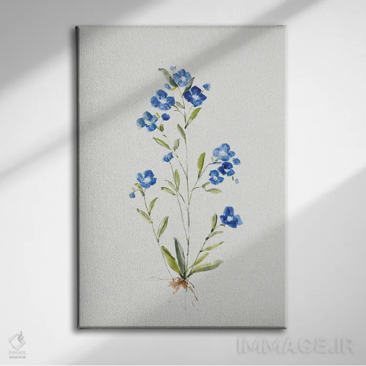 تابلو مینیمال آبی کوچک I اثر سالی سواتلند - نمای روبهرو روی دیوار