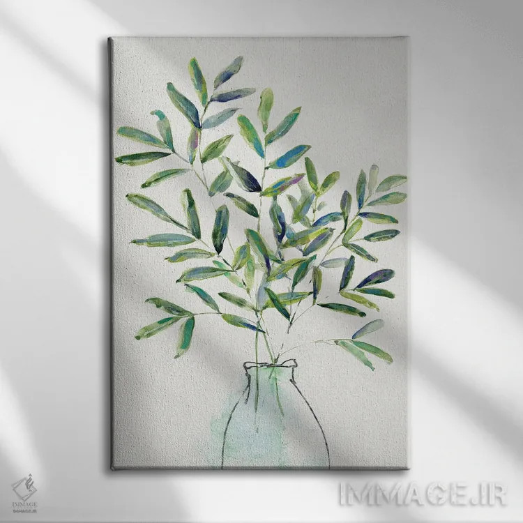 تابلو مینیمال چیدمان سبزینه بهاری I اثر سالی سواتلند - نمای روبهرو روی دیوار