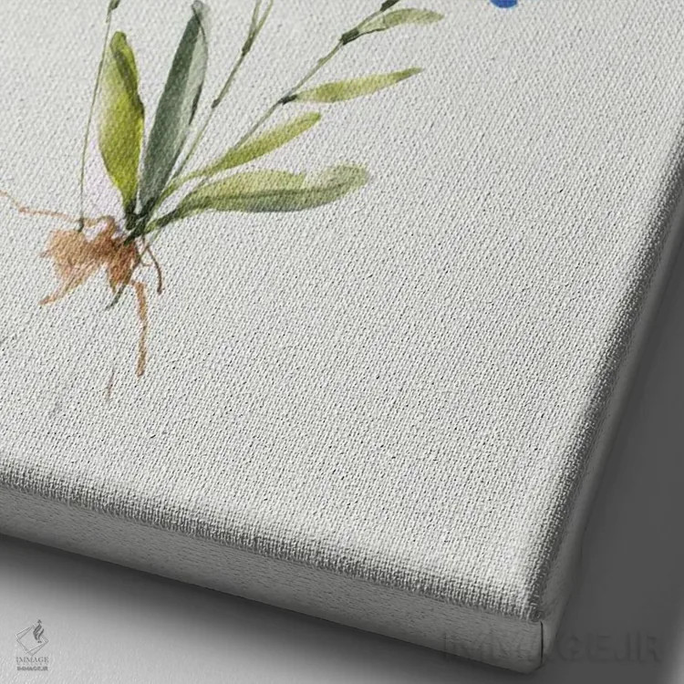 تابلو مینیمال آبی کوچک I اثر سالی سواتلند - نمای نزدیک بافت بوم