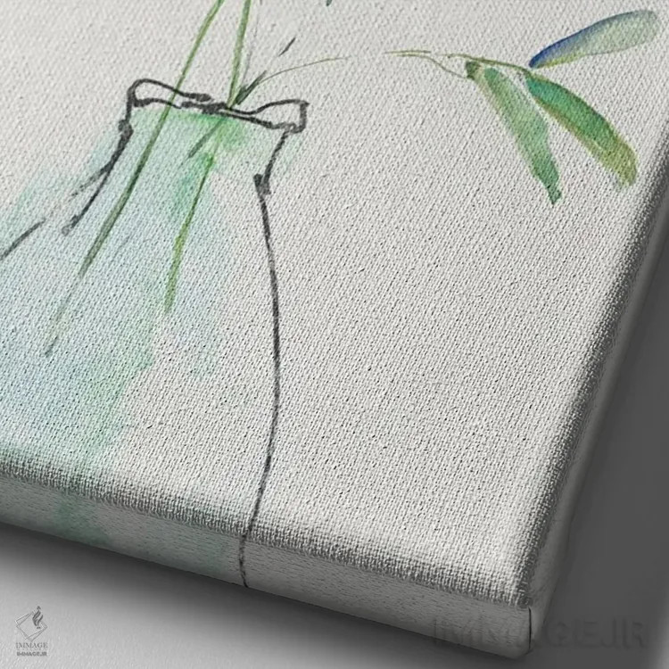 تابلو مینیمال چیدمان سبزینه بهاری I اثر سالی سواتلند - نمای نزدیک بافت بوم