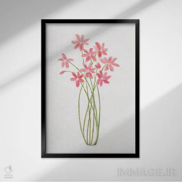 تابلو دکوراتیو دسته گل درهم تنیده II اثر سالی سواتلند - نمای قابدار مشکی