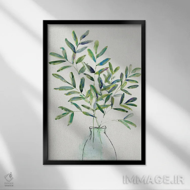 تابلو مینیمال چیدمان سبزینه بهاری I اثر سالی سواتلند - نمای قابدار مشکی