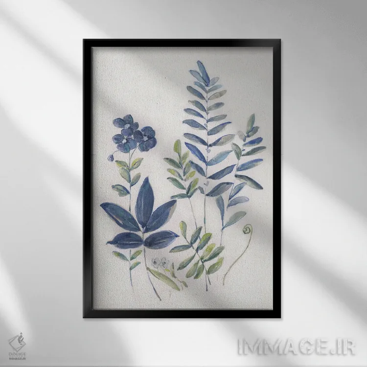 تابلو مینیمال مطالعه سرخس I اثر سالی سواتلند - نمای قابدار مشکی