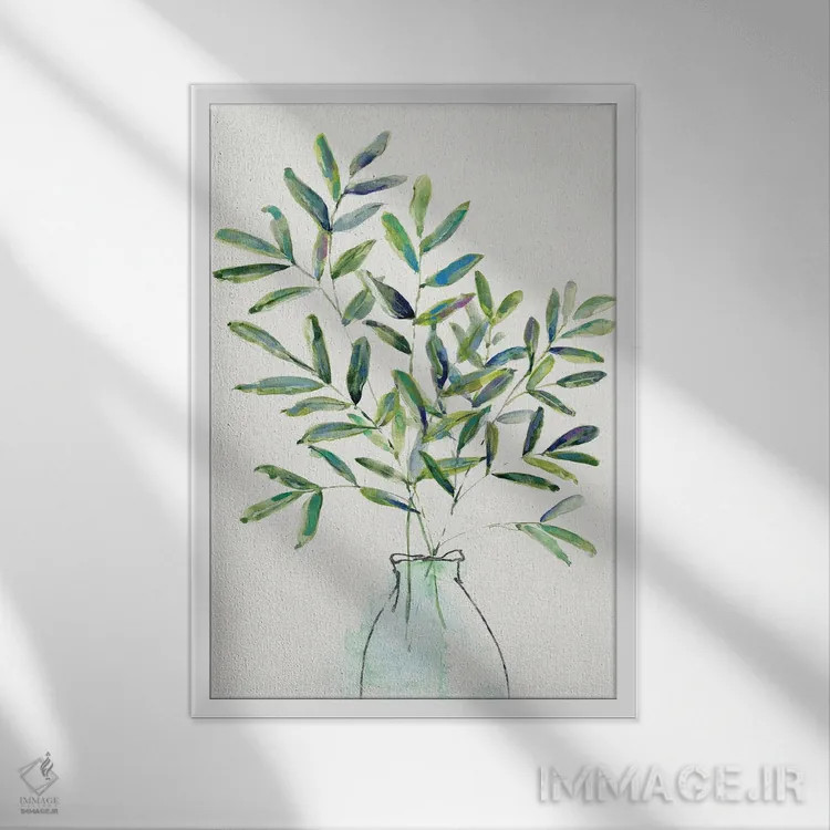 تابلو مینیمال چیدمان سبزینه بهاری I اثر سالی سواتلند - نمای قابدار سفید