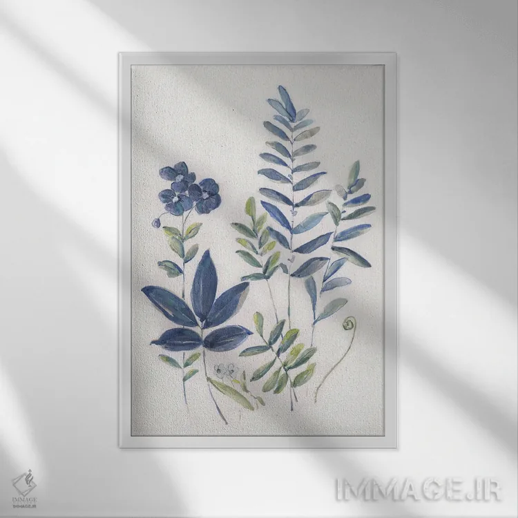 تابلو مینیمال مطالعه سرخس I اثر سالی سواتلند - نمای قابدار سفید