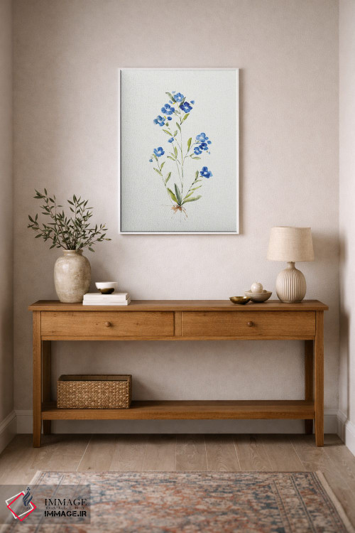 تابلو مینیمال آبی کوچک I اثر سالی سواتلند - D1W