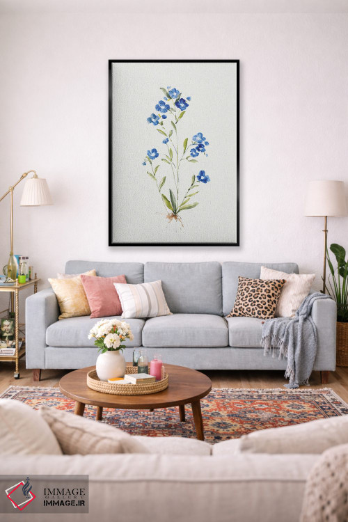 تابلو مینیمال آبی کوچک I اثر سالی سواتلند - D2B