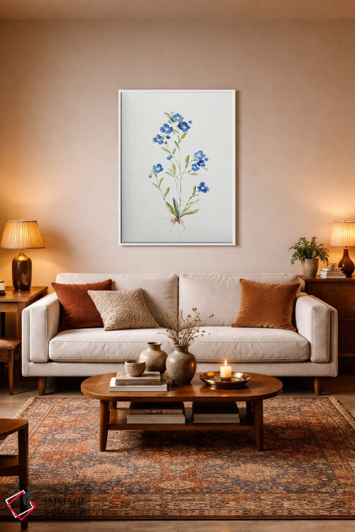 تابلو مینیمال آبی کوچک I اثر سالی سواتلند - D3W