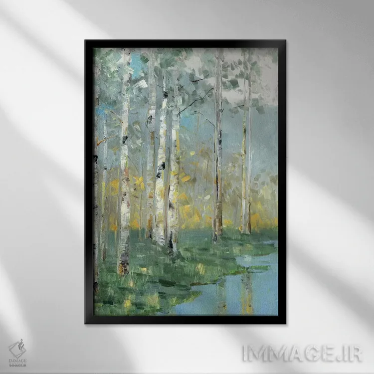 تابلو انتزاعی انعکاس توس III اثر سالی سواتلند - نمای قابدار مشکی
