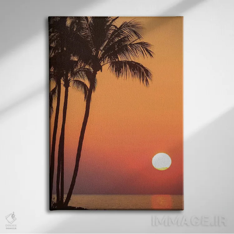 تابلو دکوراتیو Hawaii, USA. Palm trees in the sunset.,مائویی، هاوای… اثر استوارت وست مورلند - نمای روبهرو روی دیوار