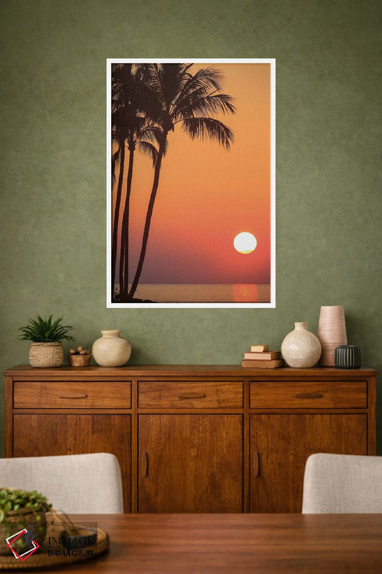 تابلو دکوراتیو Hawaii, USA. Palm trees in the sunset.,مائویی، هاوای… اثر استوارت وست مورلند - D1W