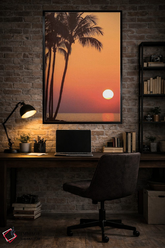 تابلو دکوراتیو Hawaii, USA. Palm trees in the sunset.,مائویی، هاوای… اثر استوارت وست مورلند - D5B