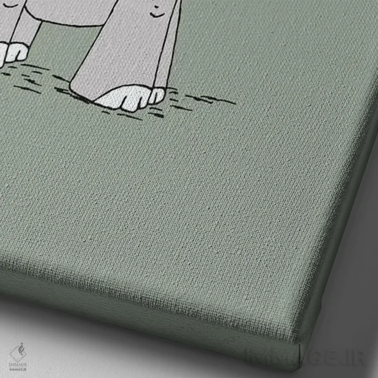 تابلو دکوراتیو فیل و میمون مرا بالا می برند اثر دیزاینز سوییت ملودی - نمای نزدیک بافت بوم