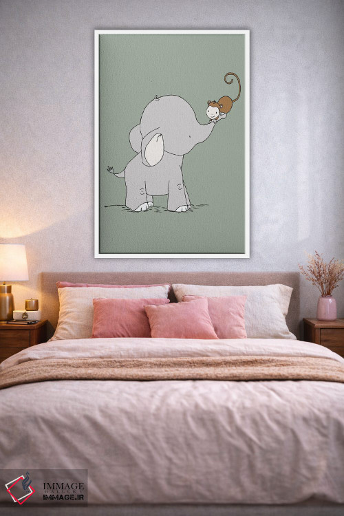 تابلو دکوراتیو فیل و میمون مرا بالا می برند اثر دیزاینز سوییت ملودی - D1W