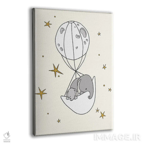 تابلو دکوراتیو بادکنک ماه فیل اثر دیزاینز سوییت ملودی - نمای پرسپکتیو محصول