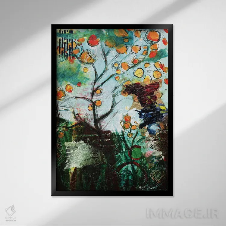 تابلو انتزاعی درخت جادویی اثر شانی رای-جنکینز - نمای قابدار مشکی