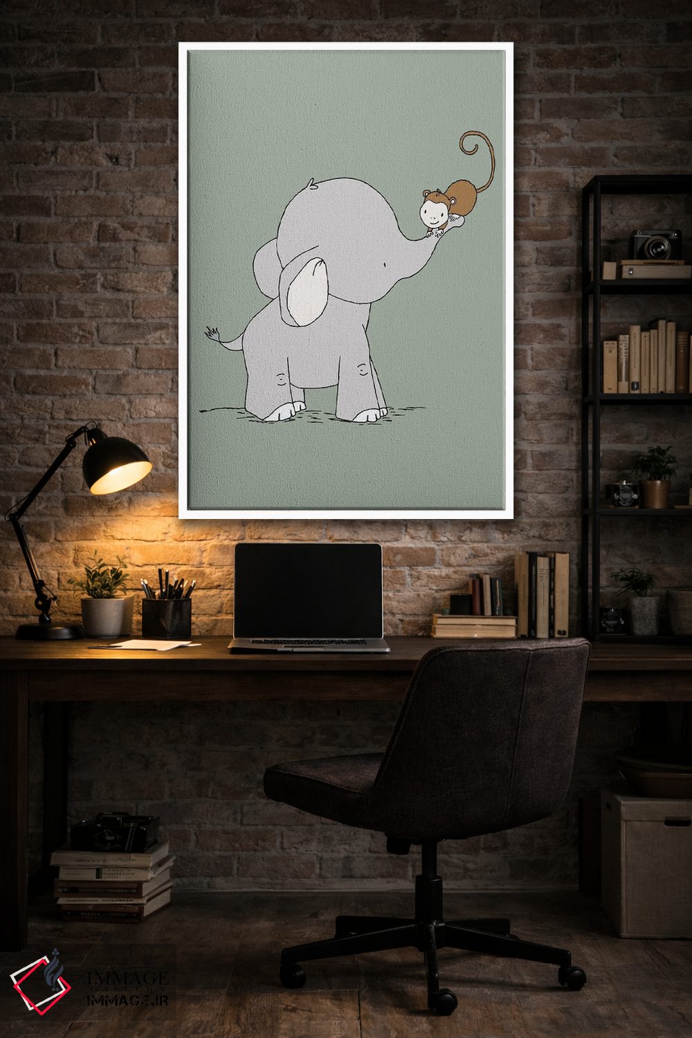 تابلو دکوراتیو فیل و میمون مرا بالا می برند اثر دیزاینز سوییت ملودی - D4W