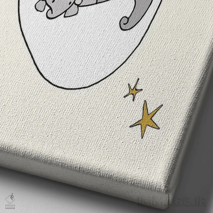 تابلو دکوراتیو بادکنک ماه فیل اثر دیزاینز سوییت ملودی - نمای نزدیک بافت بوم