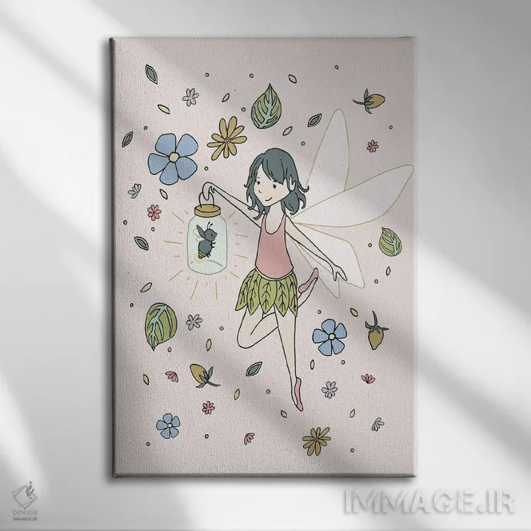 تابلو دکوراتیو پری و کرم شبتاب اثر دیزاینز سوییت ملودی - نمای روبهرو روی دیوار