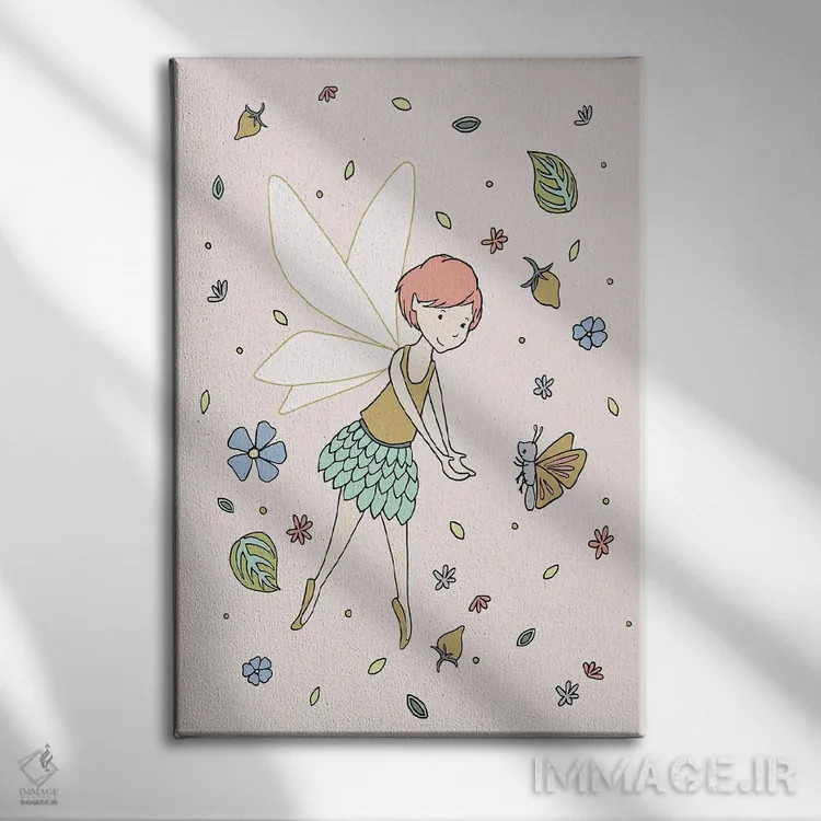 تابلو دکوراتیو پری و پروانه اثر دیزاینز سوییت ملودی - نمای روبهرو روی دیوار