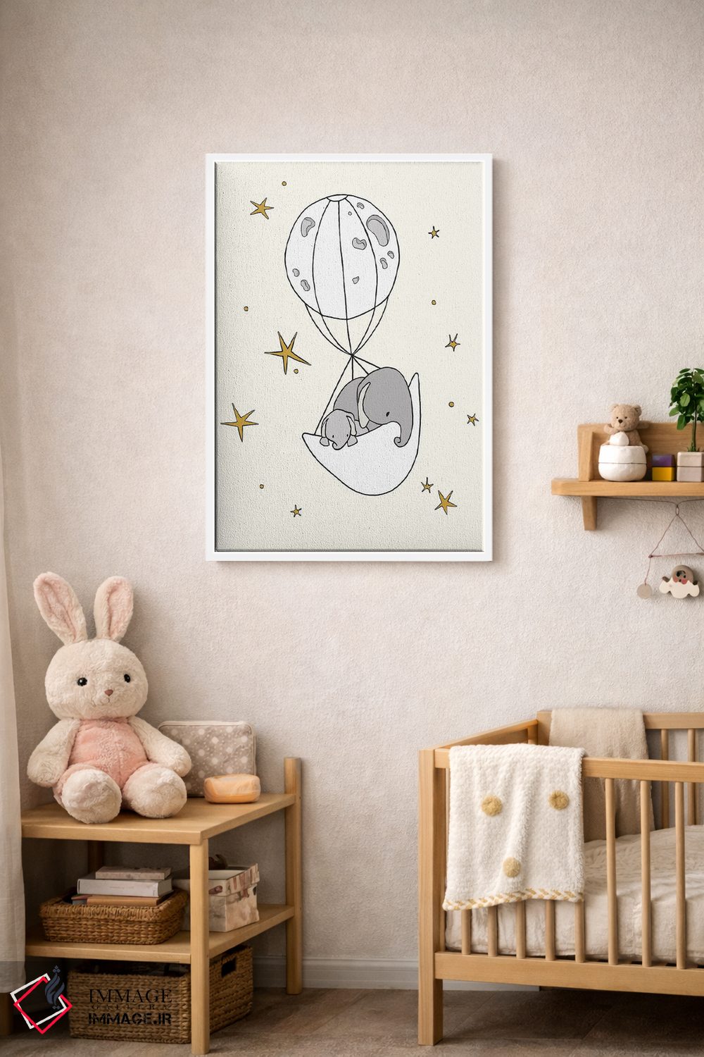 تابلو دکوراتیو بادکنک ماه فیل اثر دیزاینز سوییت ملودی - D2W