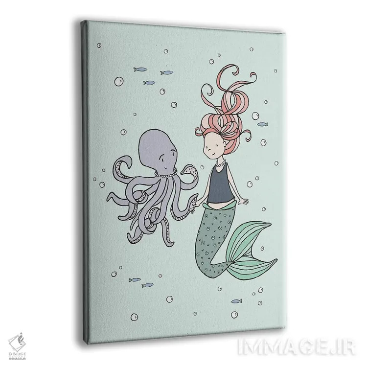 تابلو دکوراتیو پری دریایی و دوستان هشت پا اثر دیزاینز سوییت ملودی - نمای پرسپکتیو محصول