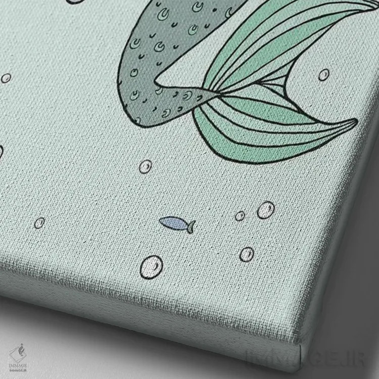 تابلو دکوراتیو پری دریایی و دوستان هشت پا اثر دیزاینز سوییت ملودی - نمای نزدیک بافت بوم