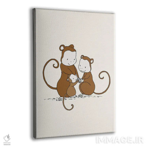 تابلو دکوراتیو خانواده میمون اثر دیزاینز سوییت ملودی - نمای پرسپکتیو محصول
