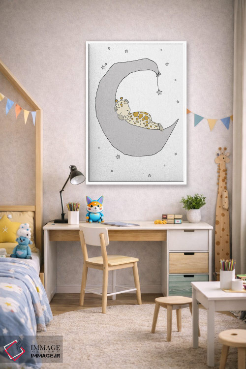 تابلو دکوراتیو رویای ماه زرافه اثر دیزاینز سوییت ملودی - D1W