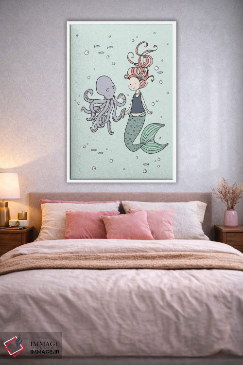 تابلو دکوراتیو پری دریایی و دوستان هشت پا اثر دیزاینز سوییت ملودی - D1W