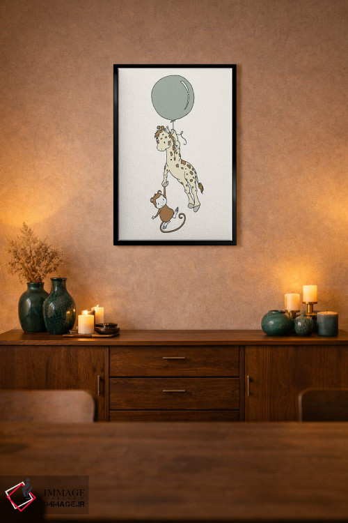 تابلو دکوراتیو بادکنک میمون زرافه اثر دیزاینز سوییت ملودی - D2B