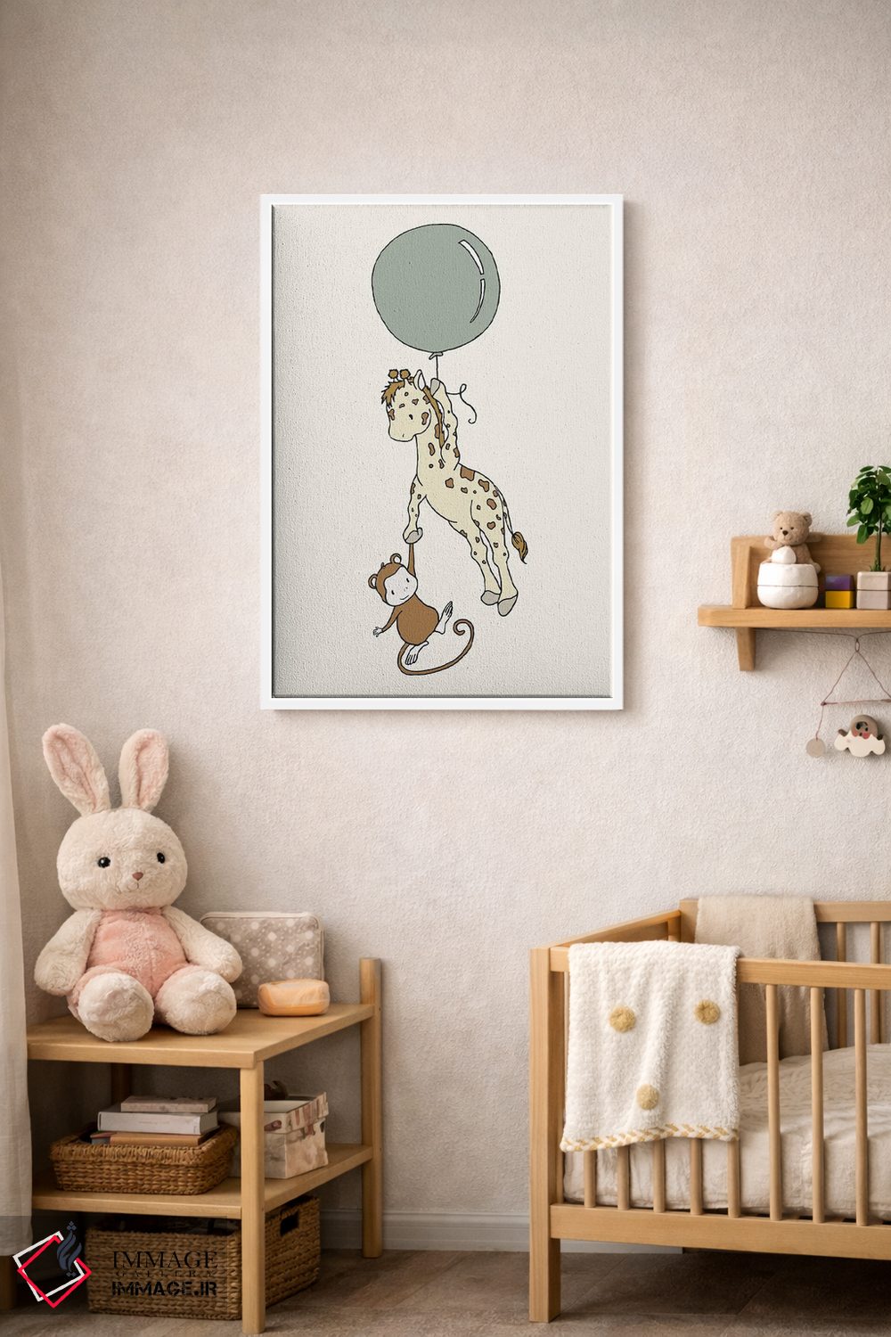 تابلو دکوراتیو بادکنک میمون زرافه اثر دیزاینز سوییت ملودی - D3W