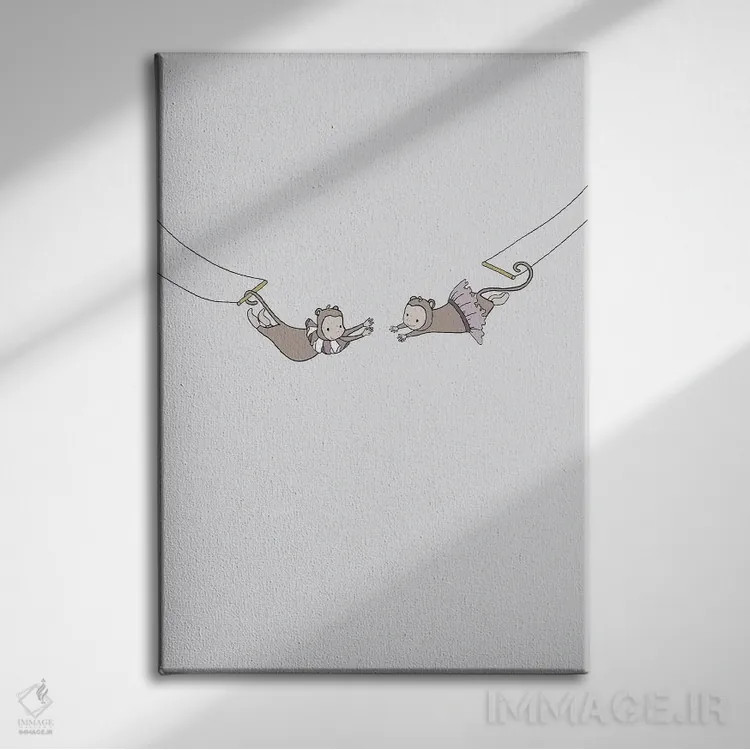 تابلو دکوراتیو رویای سیرک: آکروبات های کوچک اثر دیزاینز سوییت ملودی - نمای روبهرو روی دیوار