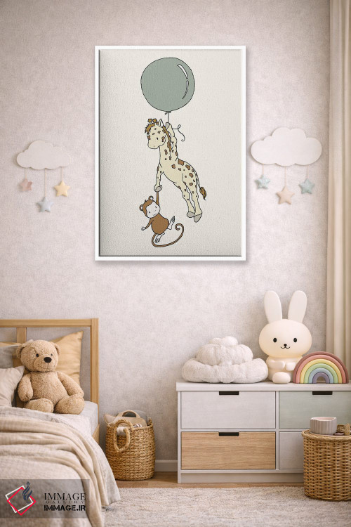 تابلو دکوراتیو بادکنک میمون زرافه اثر دیزاینز سوییت ملودی - D4W