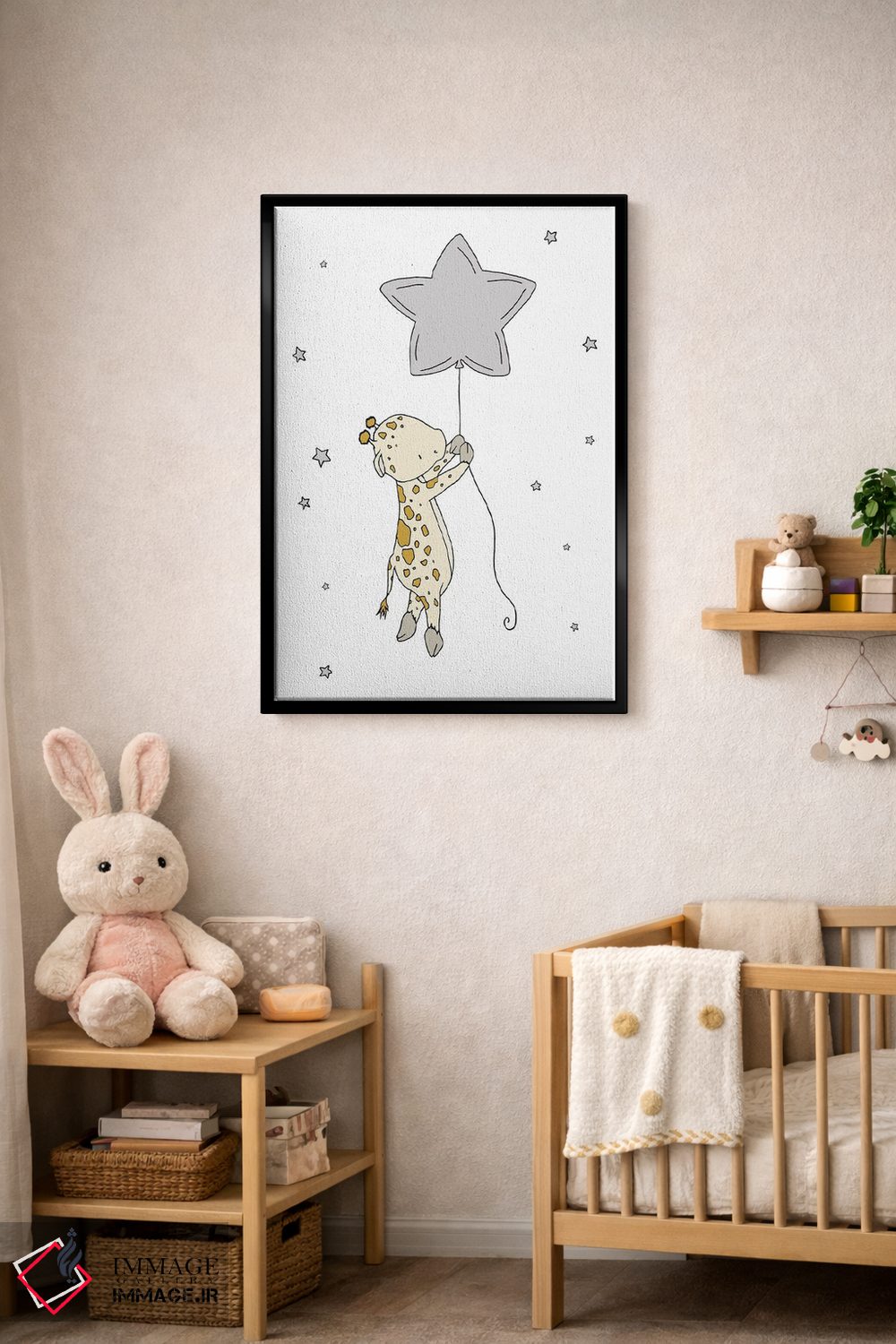 تابلو دکوراتیو بادکنک ستاره زرافه اثر دیزاینز سوییت ملودی - D5B